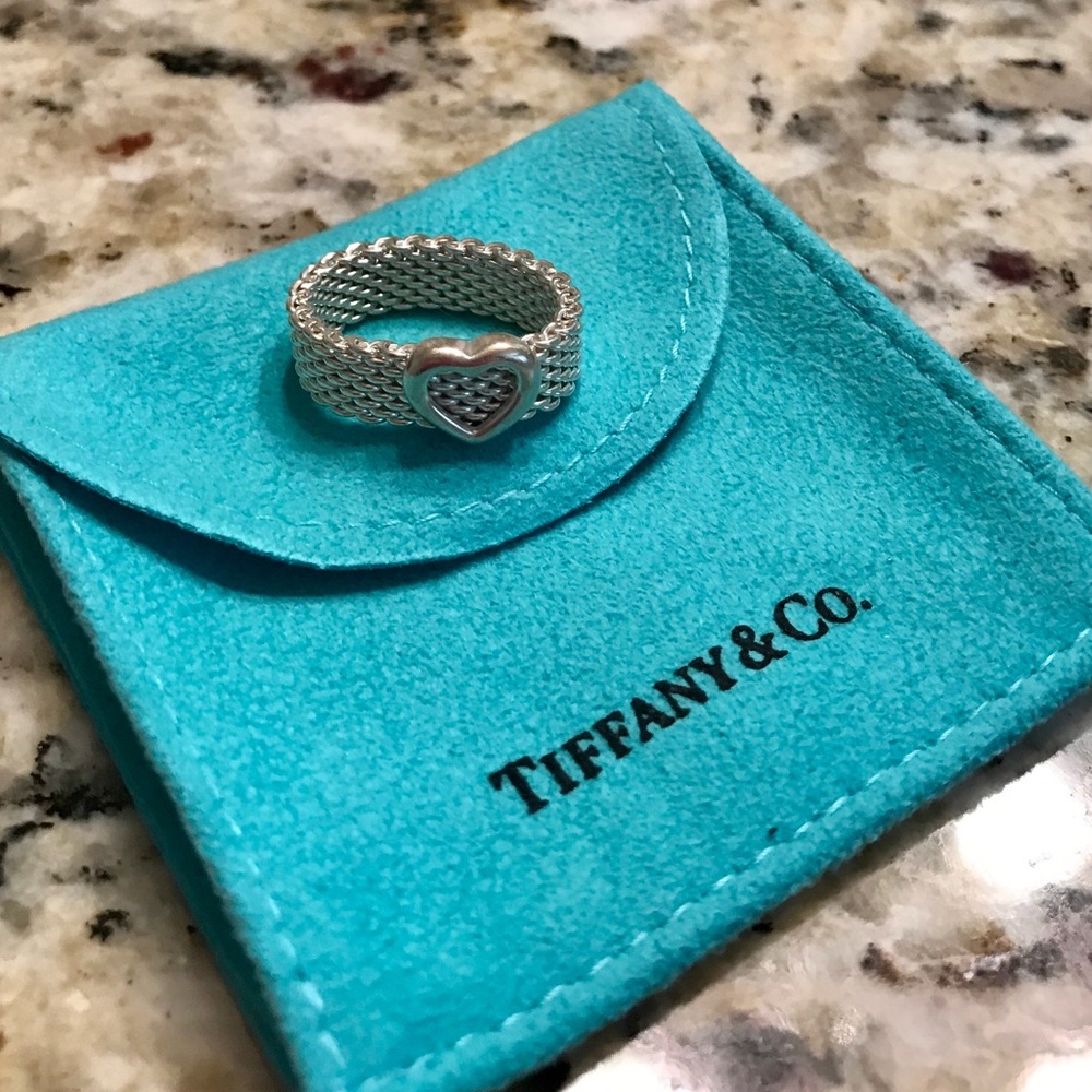 Tiffany & Co. sterling silver mesh heart ring